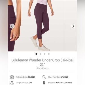 Lululemon Wunder Under Crop (Hi-Rise) 24"